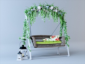 园林绿植秋千椅