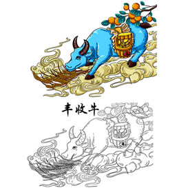 牛年中国风国潮插画