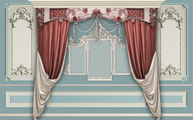 北欧风3D石膏窗帘电视背景墙