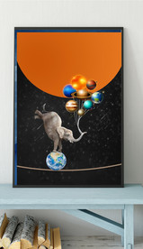 北欧风桔色大象儿童房装饰画