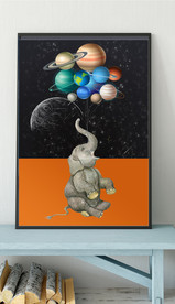 北欧风桔色大象儿童房装饰画