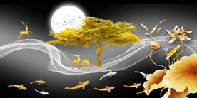 抽象三联晶瓷画