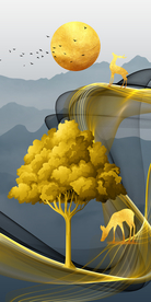 烁金抽象玄关晶瓷画