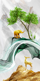 抽象山水玄关晶瓷画