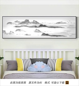 淡色禅意山水风景画