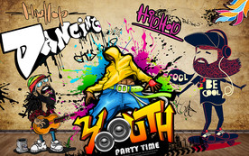 复古砖墙欧美涂鸦音乐工装背景墙