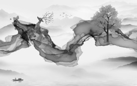 线条高档新款山水 TIF分层