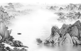 中国风高档灰色山水 TIF分层