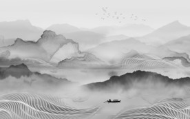 别墅高档灰色山水 TIF分层