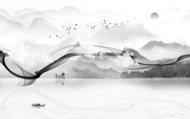 线条灰色新款山水 TIF分层