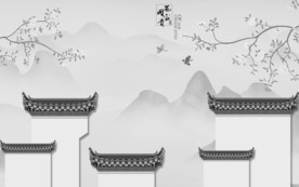 山水情灰色新款山水 TIF分层