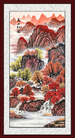 竖幅山水画图片