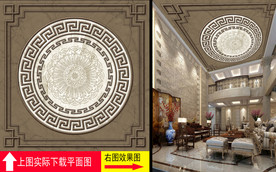 金属花纹边框欧式天顶壁画