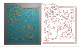 双龙戏珠精雕图