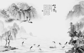 唯美灰色别墅山水 TIF分层