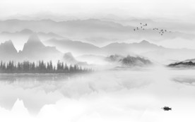 中式灰色别墅山水 TIF分层