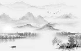 大气灰色别墅山水 TIF分层