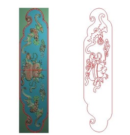 八仙八宝 边框精雕图 祥云精雕