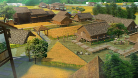 美丽乡村茅草屋稻田分层效果图