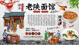 老陕面馆背景墙