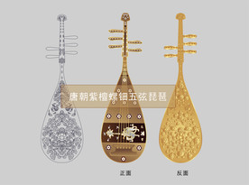 琵琶 传统 唐代文物 矢量插图