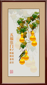 原创玄关金葫芦五福临门装饰画
