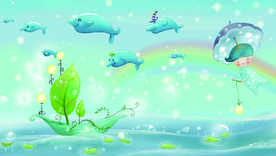 高清梦幻海豚卡通背景