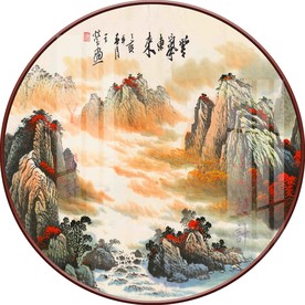 新中式紫气东来圆形装饰画