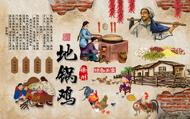 徐州地锅鸡美食工装背景墙