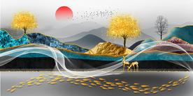 装饰画 福禄 晶瓷画