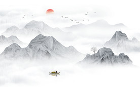 中式水墨山水画