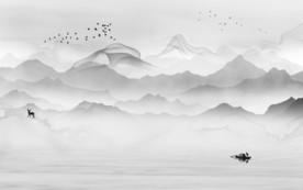 新中式灰色山水 TIF分层