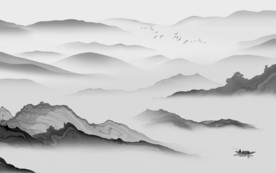 客厅灰色中式山水 TIF分层