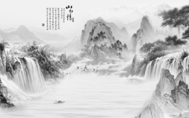 中式新款灰色山水 TIF分层