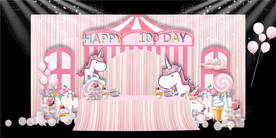 独角兽儿童生日美陈舞台效果图