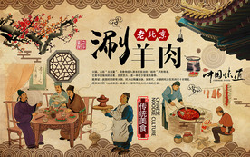 老北京涮肉火锅工装背景墙