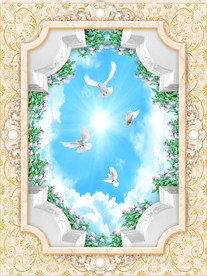 欧式大理石天顶吊顶壁画地板