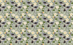 手绘欧式仙鹤花鸟图