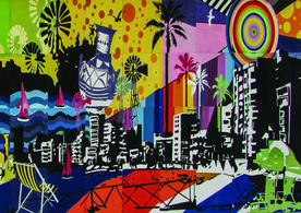 非对称创意彩绘的城市