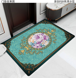 花开富贵欧式入户地垫