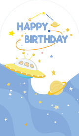 太空生日海报简约卡通字图片