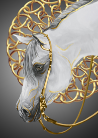 新中式烁金骏马玄关装饰画图片