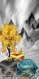 转运石玄关 发财树