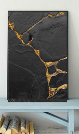 现代抽象金色烁金几何油画装饰画