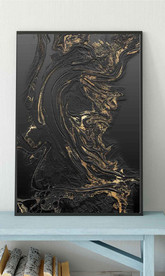 现代抽象金色烁金几何油画装饰画