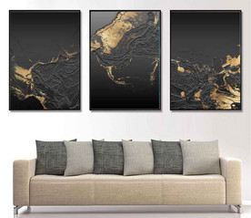 现代抽象金色烁金几何油画装饰画