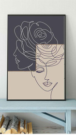 现代北欧风抽象人物线条装饰画