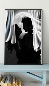 现代北欧爱情男女黑白玄关装饰画