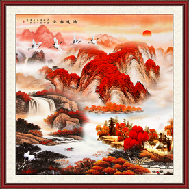 鸿运当头山水画