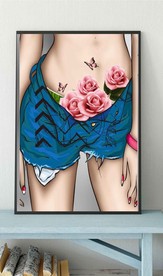 现代北欧鲜花性感美女玄关装饰画